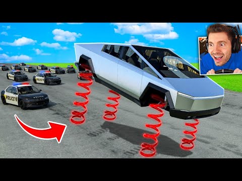 Fugindo com CARRO DE MOLAS no BeamNG Drive