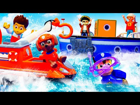 Le bateau s'est échoué! 🚢🏴‍☠️La Pat Patrouille sauve les marins. Jeux avec jouets pour enfants