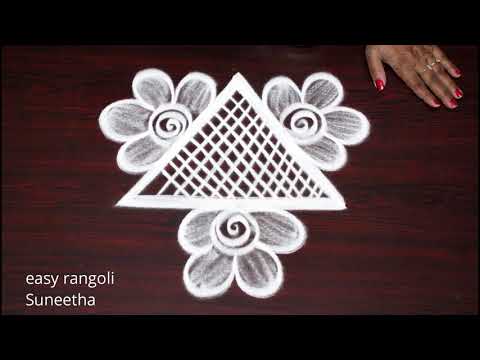 Easy Triangular shape rangoli & kolam designs by easy rangoli Suneetha - ముగ్గులు without dots
