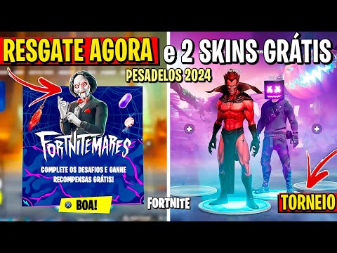 *DUAS SKINS GRÁTIS* RECOMPENSAS, DESAFIOS e GANHAR XP FÁCIL no EVENTO FORTNITE PESADELOS 2024!