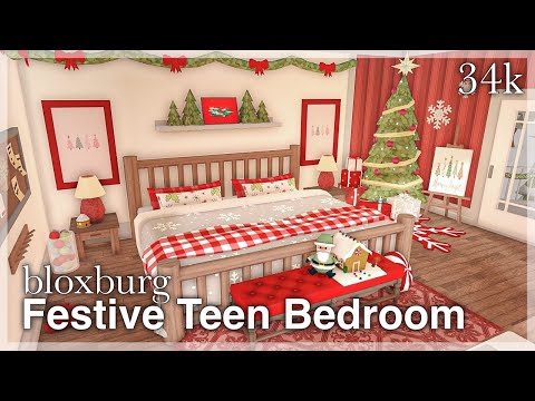 Bloxburg - Festive Teen Bedroom Speedbuild 🎄 (full build + tour)