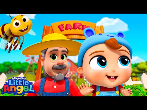 🐐LEARN Farm Animals! | Little Angel 😇 | Kids Learn! | Nursery Rhymes | Sing Along