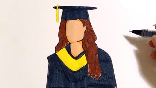 طريقة رسم فتاة بلبس التخرج للمبتدئين | رسم سهل وسريع