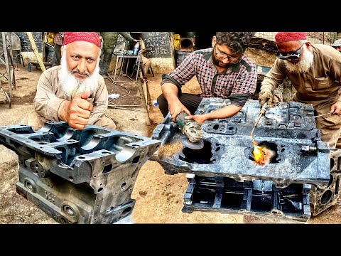 80-year-old man brilliantly restores broken engine block to genuine one