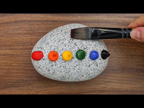 Very Simple & Easy Acrylic Painting on Stone｜Step by Step #880｜Painted Rocks｜Satisfying