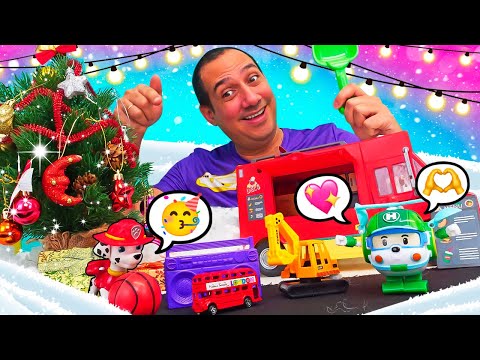 ¡Adornamos el árbol de Navidad con los Paw Patrol y Robocars! ¡Avión, manos a la obra!