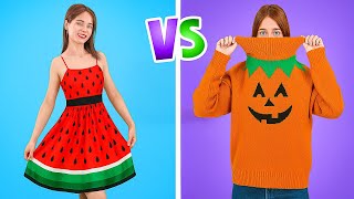 SFIDA DI OUTFIT: MODA ESTIVA vs AUTUNNALE! Trucchi di Bellezza Per Ogni Stagione Da 123 GO! GOLD