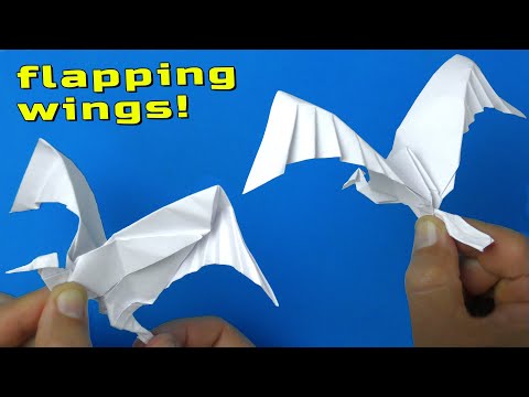 Flapping wings paper crane! How to make origami crane out of paper. Easy DIY paper bird origami