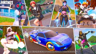 All NEW LEAKED Skins BUNDLE GAMEPLAY Fortnite! (Sonic Collab, Hana Park CREW PACK, FREE Skin & More)