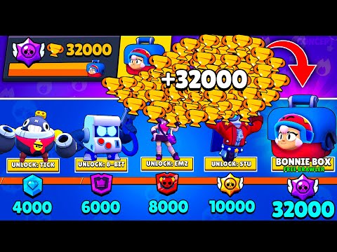 NONSTOP to 32000 TROPHIES Without Collecting TROPHY ROAD + New Free Brawler - Brawl Stars