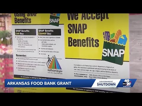 YouTube video thumbnail: Gov. Sanders Says She's Providing Aid Money to Arkansas Food Banks Amid Government Shutdown