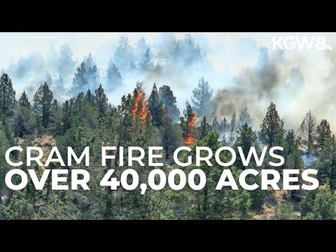 YouTube video thumbnail: Cram Fire in Central Oregon Grows Over 40,000 Acres