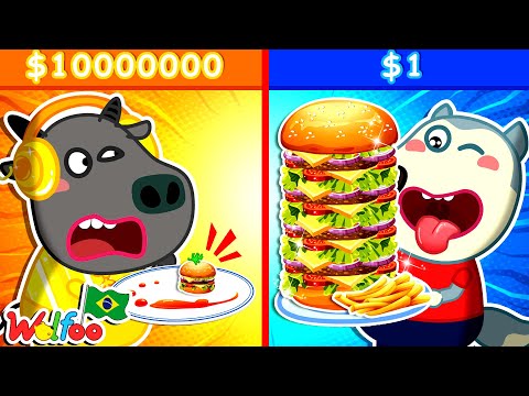 Oh Não Wolfoo! por que a comida do Bufo é tão pequena? Rico vs Pobre | @wolfooemportuguesoficial