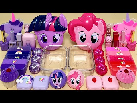 My Little Pony Purple vs Pink Slime Mixing Makeup,Parts Into Slime! Satisfying Slime Video ASMR