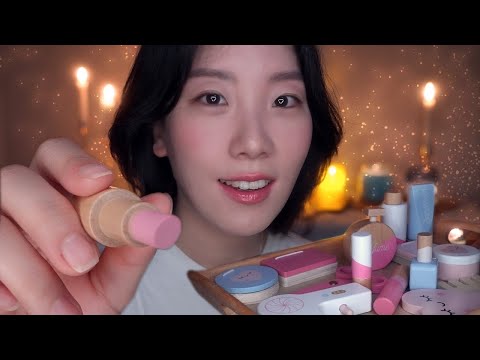 ASMR Wooden Makeup for Deep Sleep 🪵🕯️ Close-Up Whispers & Layered Sounds