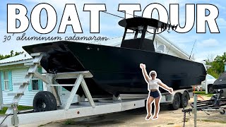A Fisherman's DREAM BOAT! 30' Custom Cat Tour + Build