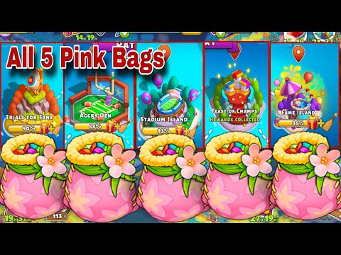 All 5 Pink Bags Trials for Fans, Aggrs Den, Stadium Island, Champs, Fame Island | Family Island 2025