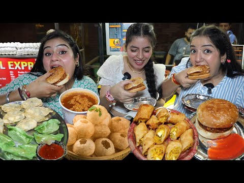 Delhi Street Food Challenge | Golgappa, Momos, Spring Rolls and Burger Challenge | Food Challenge