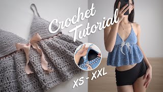 EASY Crochet Babydoll Top - Tutorial for Beginners - XS to XXL