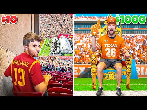 $10 VS $1000 COLLEGE FOOTBALL EXPERIENCE!!