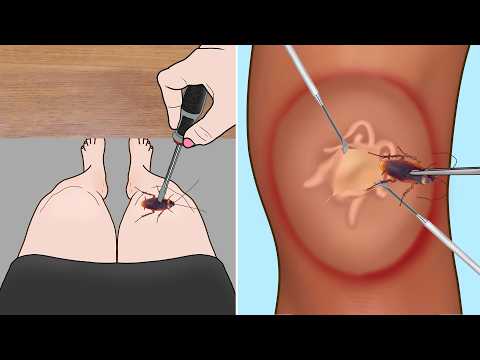 ASMR Remove Screw driver from Knee | Cockroach Extraction animation