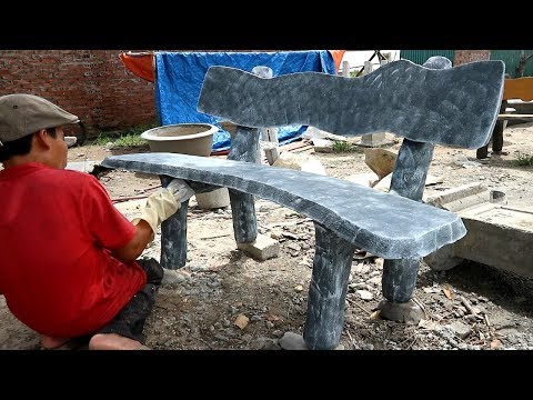Techniques make Concrete fake stone chair | Project Cement craft | Ideas Stone chair for garden