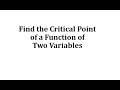 Critical Points and Partial Derivatives