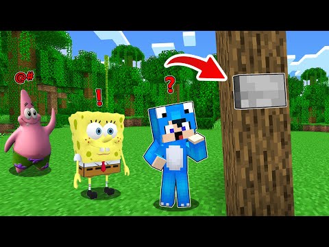 ماين كرافت لكن انا و سبونج بوب و بسيط لقينة زر غريب و سحري 😨!