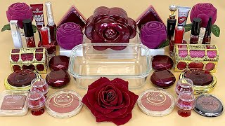 ASMR Slime BURGUNDY 🍷 Mixing eyeshadow, makeup and glitter into Slime. Relaxing slime video 1080p.