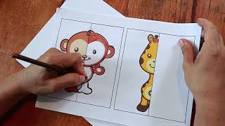 VAMOS BRINCAR? ✏️🎨Desenhe e complete o Animal - Animazoo 🦁🐼🐵🦒🦜