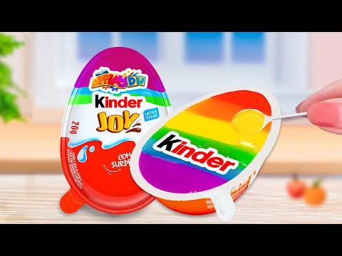 🌈Rainbow Kinder Joy Jelly 🌈 Miniature Rainbow Kinder Joy Jelly Decorating Ideas | Tiny Cakes