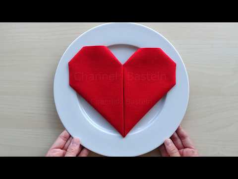 Servietten falten Hochzeit - Einfaches Herz aus einer Serviette falten ♥️