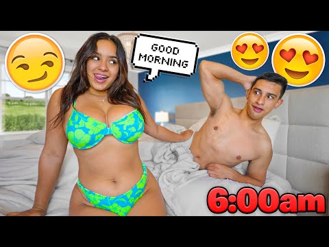 Waking Up My Boyfriend Wearing a BIKINI To See His Reaction! *GOT CRAZY*