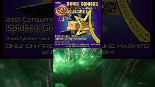 Your Choice Fireworks Awards 2026. Best Consumer Slice1st Place - Spider + Green Crossette - Vivid