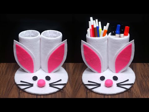 Ide Kreatif Tempat Pensil Kelinci dari Botol Plastik Bekas AQUA 600 ml