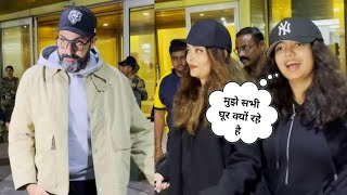 Aishwarya Rai and Abhishek Bachchan With Aaradhya Bachchan Spotted at Mumbai Airport