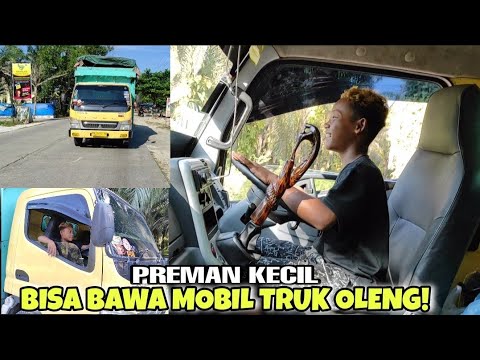 Lucu lihat preman kecil ini bisa bawa truk oleng || Kakinya belum sampai!