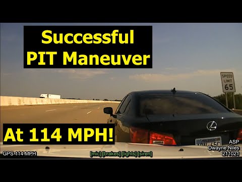 Arkansas State Police successful PIT maneuver at 114 MPH. Driver runs from traffic stop -  Flips car