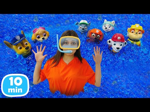 Ищем игрушки Щенячий патруль в аквапарке и на пляже! Детское шоу Тойклаб