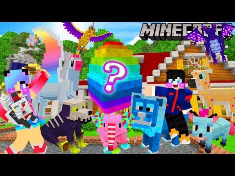 Minecraft แข่งลุ้นเปิดลัคกี้บล็อคไข่สัตว์สู้กันน่ารักฟรุ้งฟริ้ง Minecraft Lucky Block egg world pets