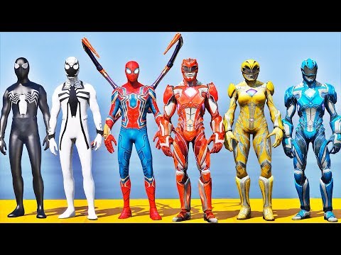 Time HOMEM ARANHA vs Novos POWER RANGERS - GTA V Mods - Team Spider-Man vs Team Power Rangers