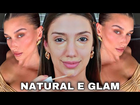 COMO FAZER UMA MAKE NATURAL E GLAM  *MAKE DA HAILEY BIEBER* PELE GLOW E VIÇOSA