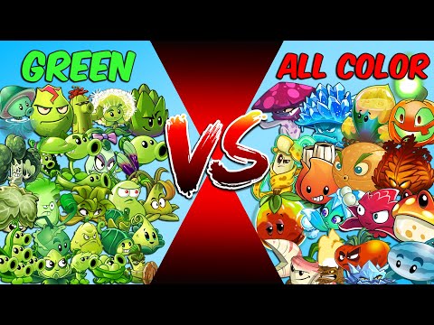 Team GREEN vs ALL COLOR Plants - Who Will Win? - PvZ 2 Team Plant vs Team Plant