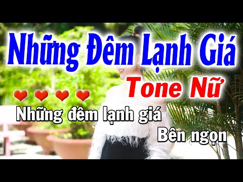 Karaoke Những Đêm Lạnh Giá Tone Nữ ( Cha Cha Phối Mới ) ll Karaoke Huỳnh Anh