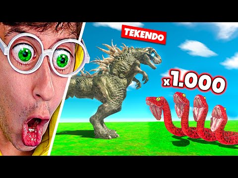 GODZILLA vs TITANOBOAS 🐍!! (Batalla por Equipos vs HERMANO) | Animal Battle Simulator TEKENDO