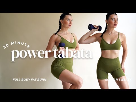 30 MIN FAT BURNING POWER TABATA WORKOUT WITH DUMBBELLS- Full Body Fat Killer