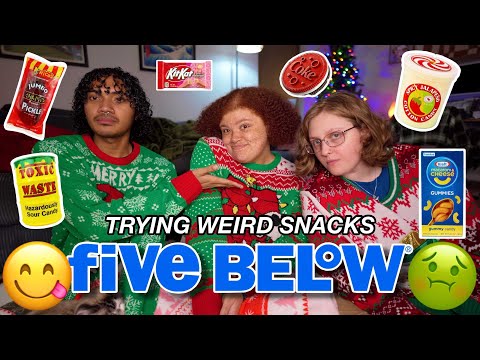 trying WEIRD snacks from Five Below! (with my husband and cousin) | vlogmas day 10