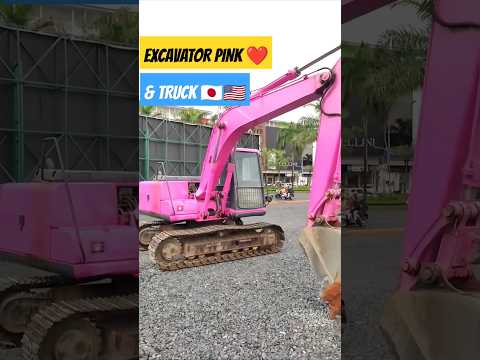 EXCAVATOR PINK & TRUCK KEREN 🇯🇵🇺🇸#beko#excavator#trukoleng#telolet#bulldozer#traktor#telolet#buss#fy