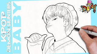 Como Dibujar Baby de Saja Boys | Las Guerreras K-Pop | how to draw Jinu from K-pop Demon hunters