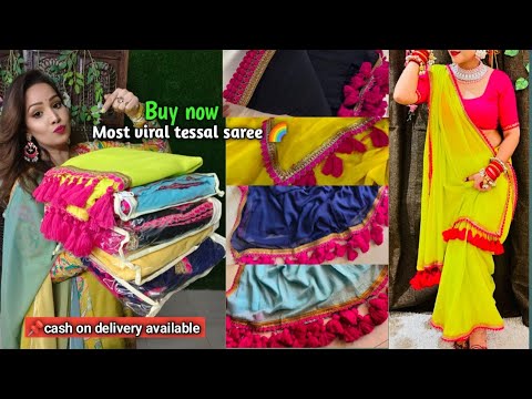 Buy most viral tessal saree/festive special saree haul/party wear saree review/lehenga saree/saree